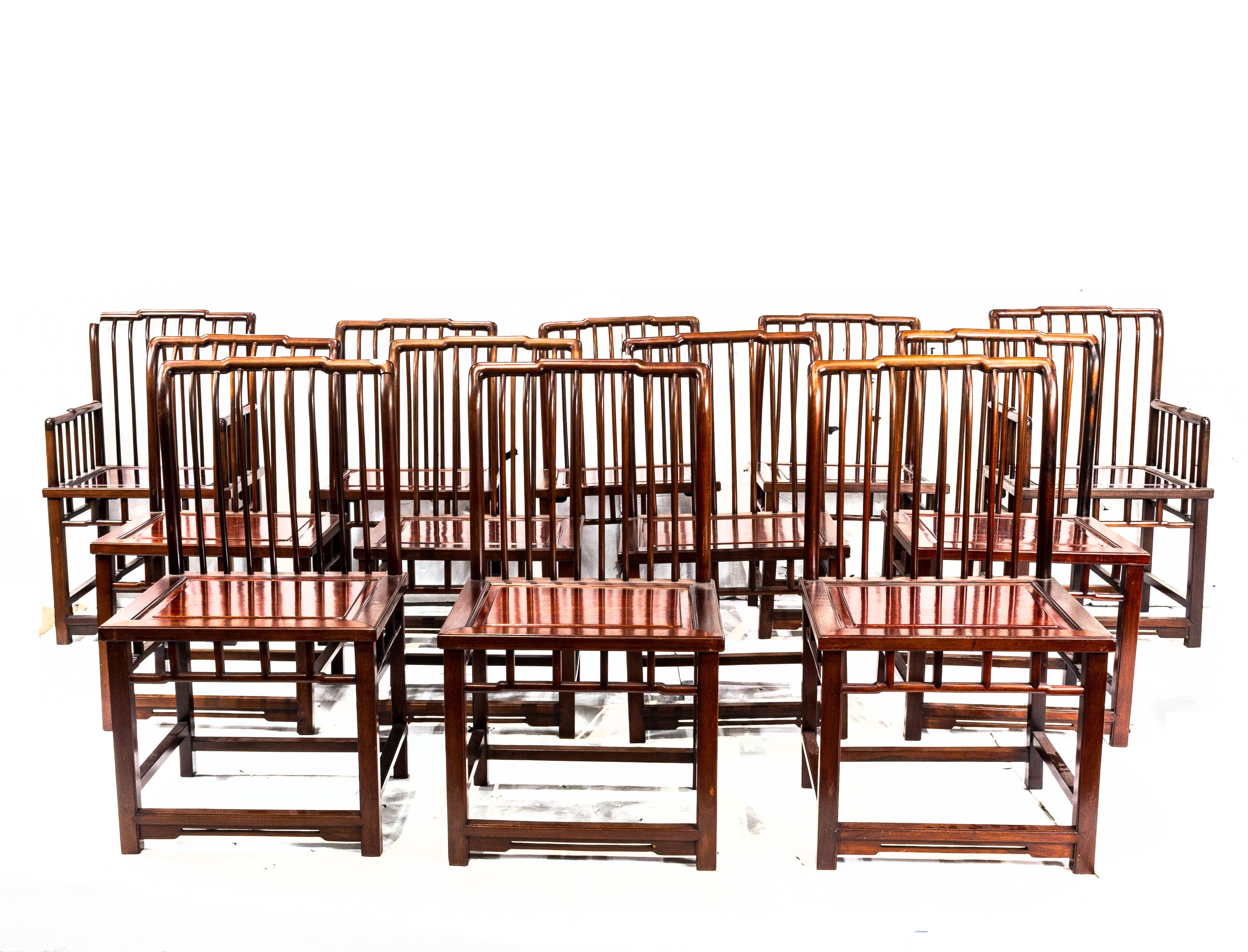 (LOT OF 14) CHINESE HARDWOOD DINING