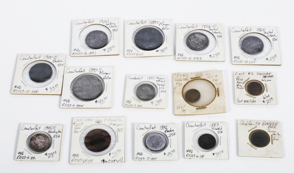 LOT OF 14 COUNTERFEIT COINS: