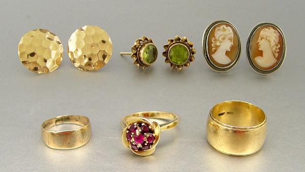 LOT OF 14K, 10K & STERLING JEWELRY: