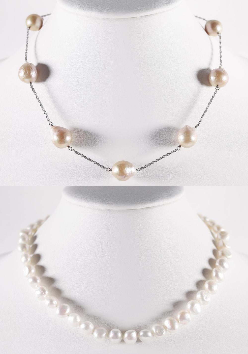 LOT OF 14K AND 925 SS BAROQUE PEARL