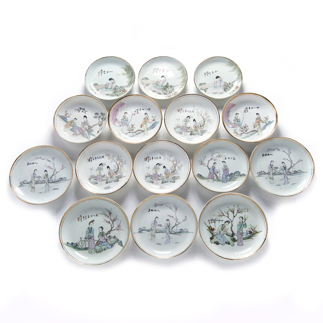 (LOT OF 15) CHINESE FAMILLE ROSE