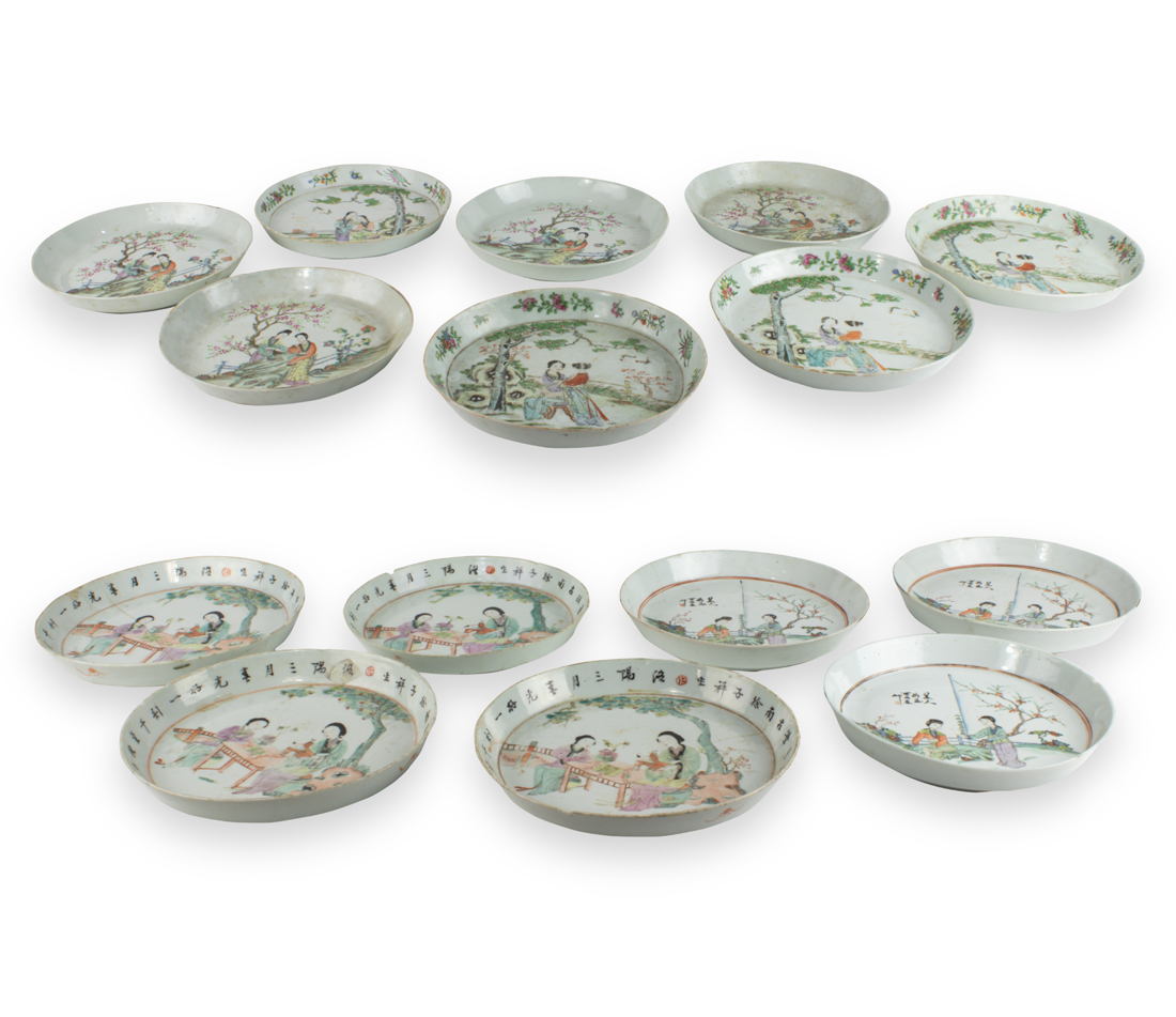 (LOT OF 15) CHINESE FAMILLE ROSE