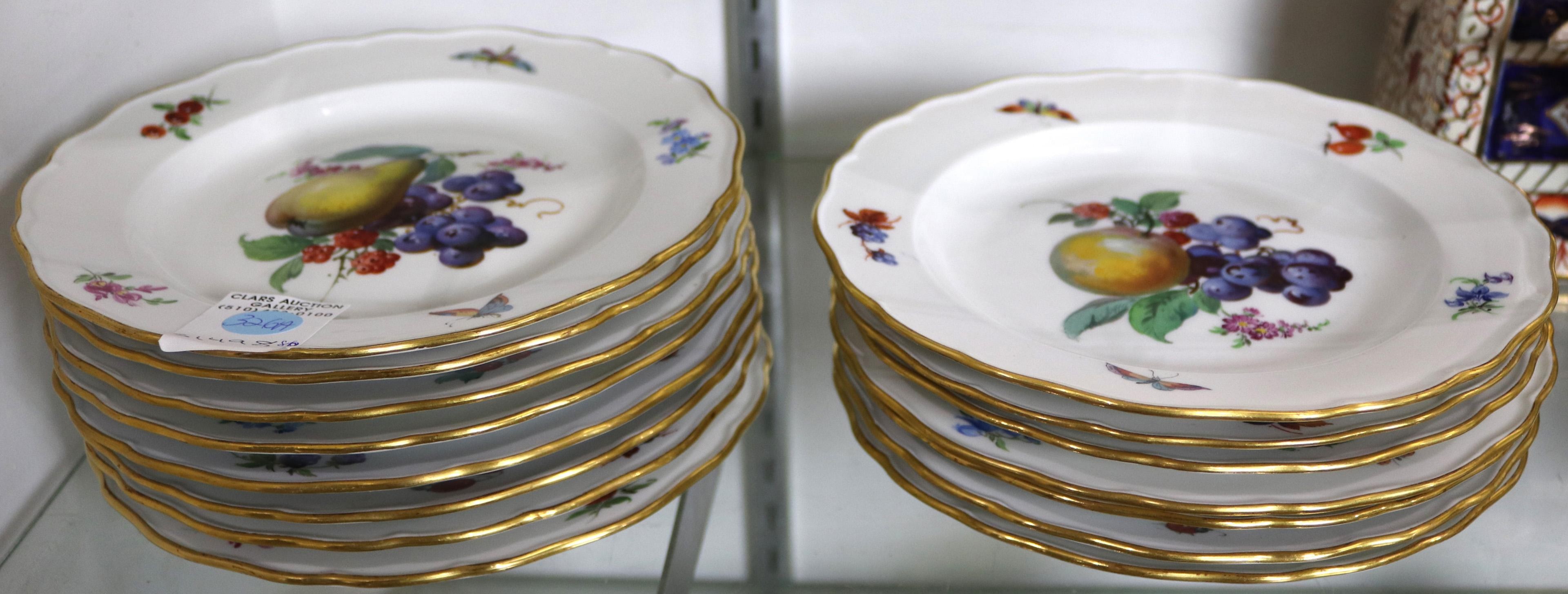 (LOT OF 15) MEISSEN FRUIT PLATES