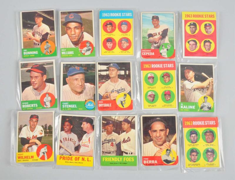 Lot of 15: Topps 1963 Baseball