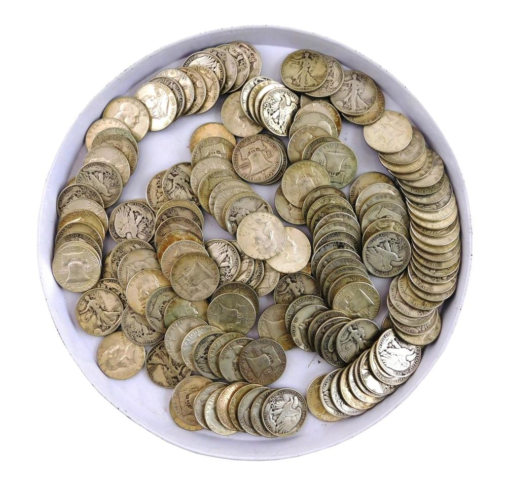 LOT OF 163 US 90% SILVER HALF