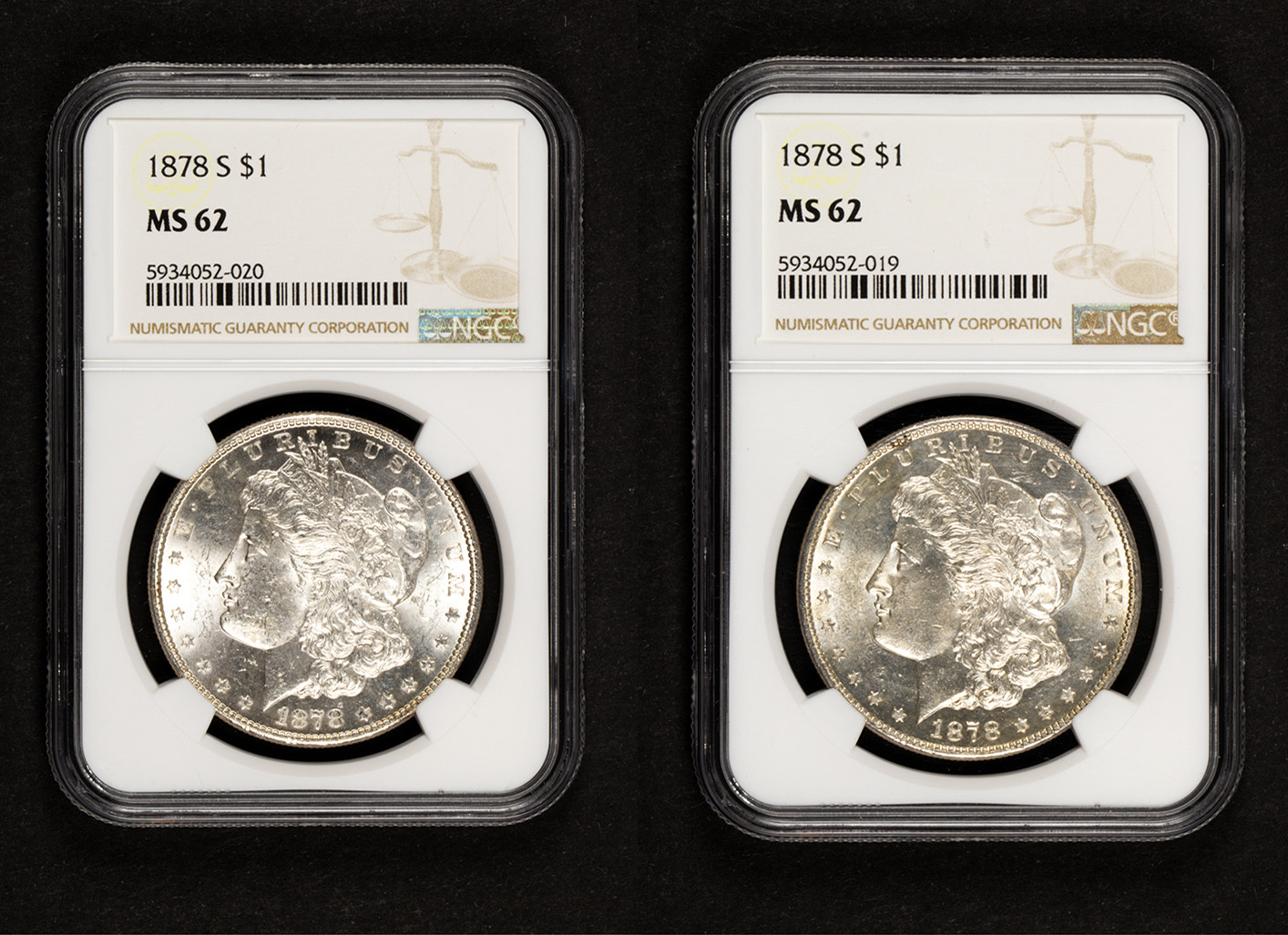 (LOT OF 2) 1878S MORGAN DOLLARS NGC