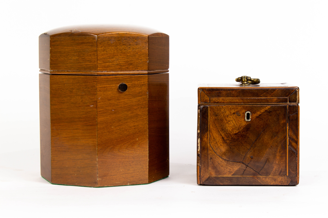 (LOT OF 2) A GEORGE III TEA CADDY
