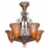 (LOT OF 2) AN ART DECO GLASS A
