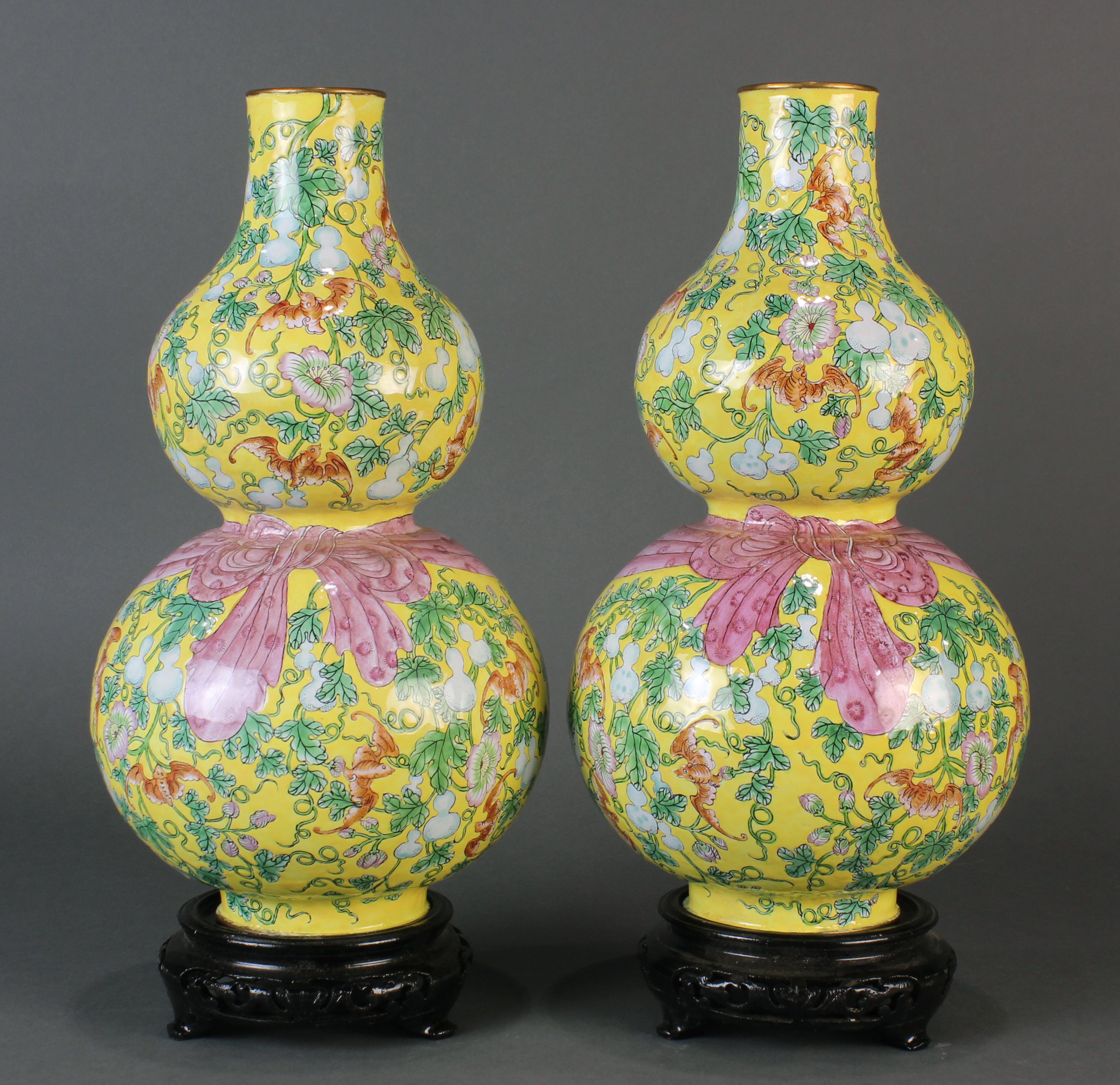 (LOT OF 2) CANTON ENAMEL DOUBLE