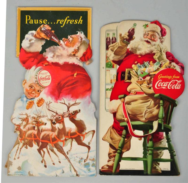 Lot of 2: Cardboard Coca-Cola Santa