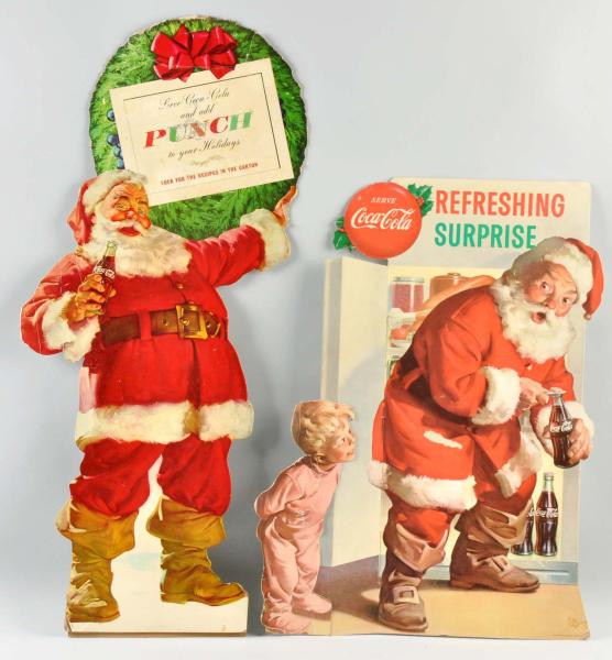 Lot of 2: Cardboard Coca-Cola Santa