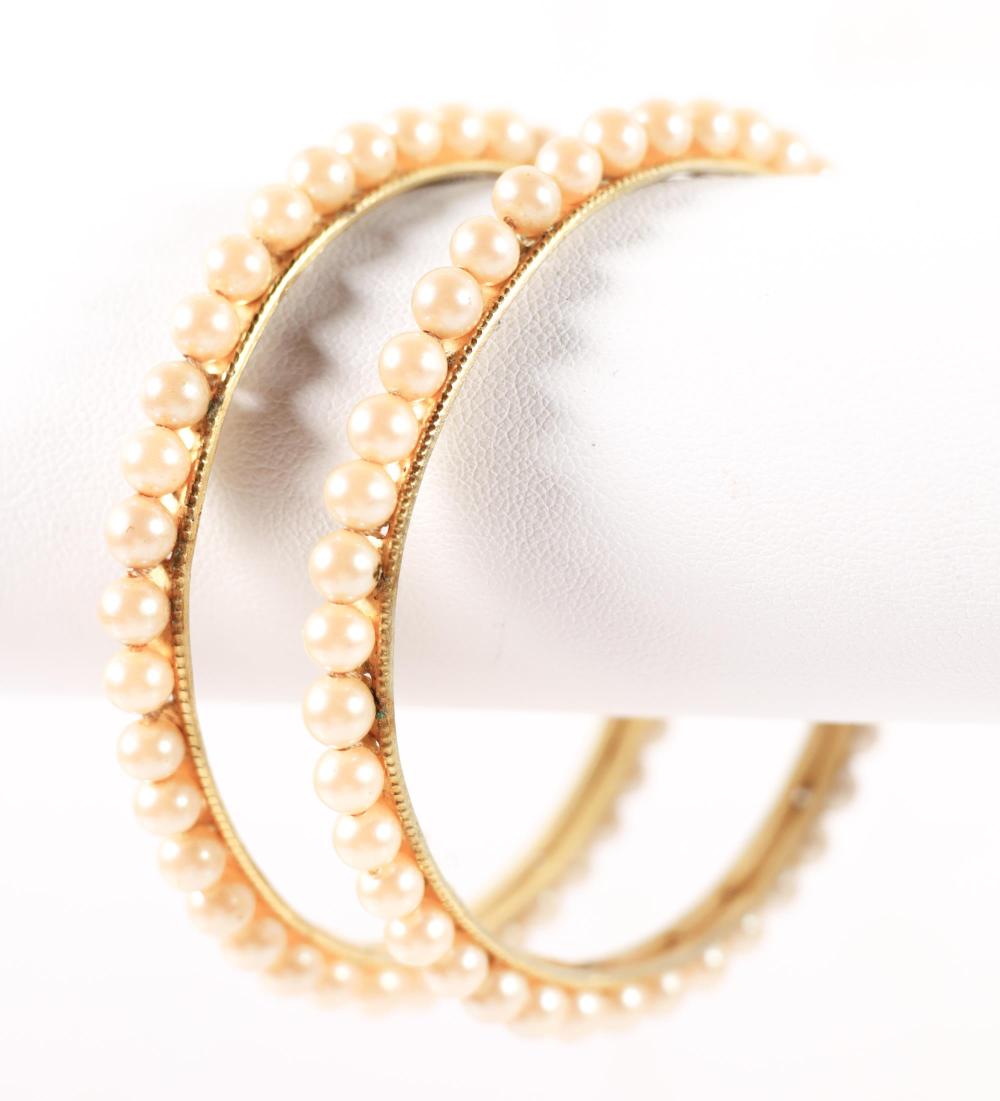 LOT OF 2 CHAMPAGNE BUTTON PEARL