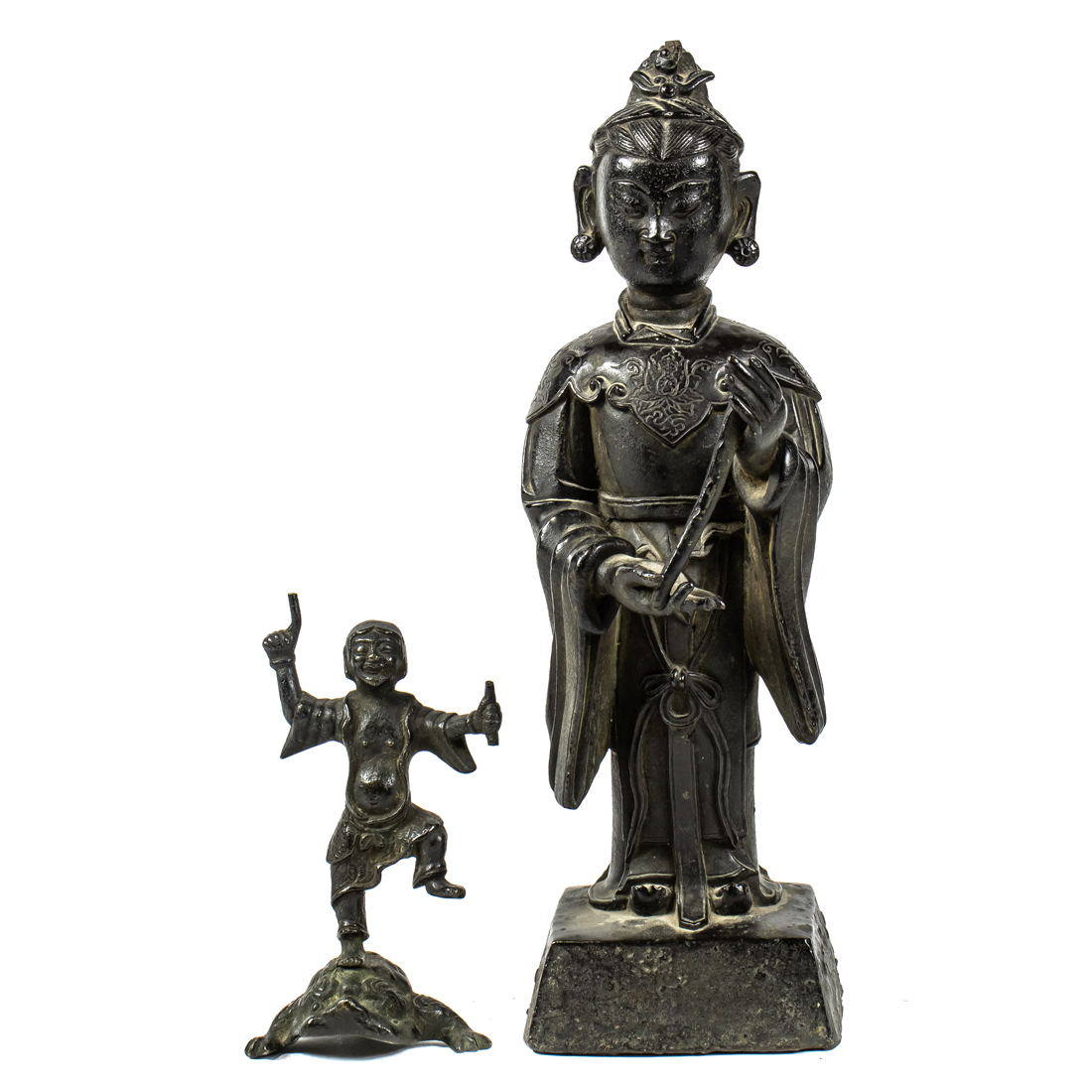 (LOT OF 2) CHINESE BRONZE DAOIST