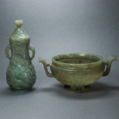 (LOT OF 2) CHINESE CELADON HAR
