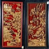 (LOT OF 2) CHINESE GILT LACUQE