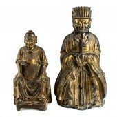 (LOT OF 2) CHINESE GILT WOOD D