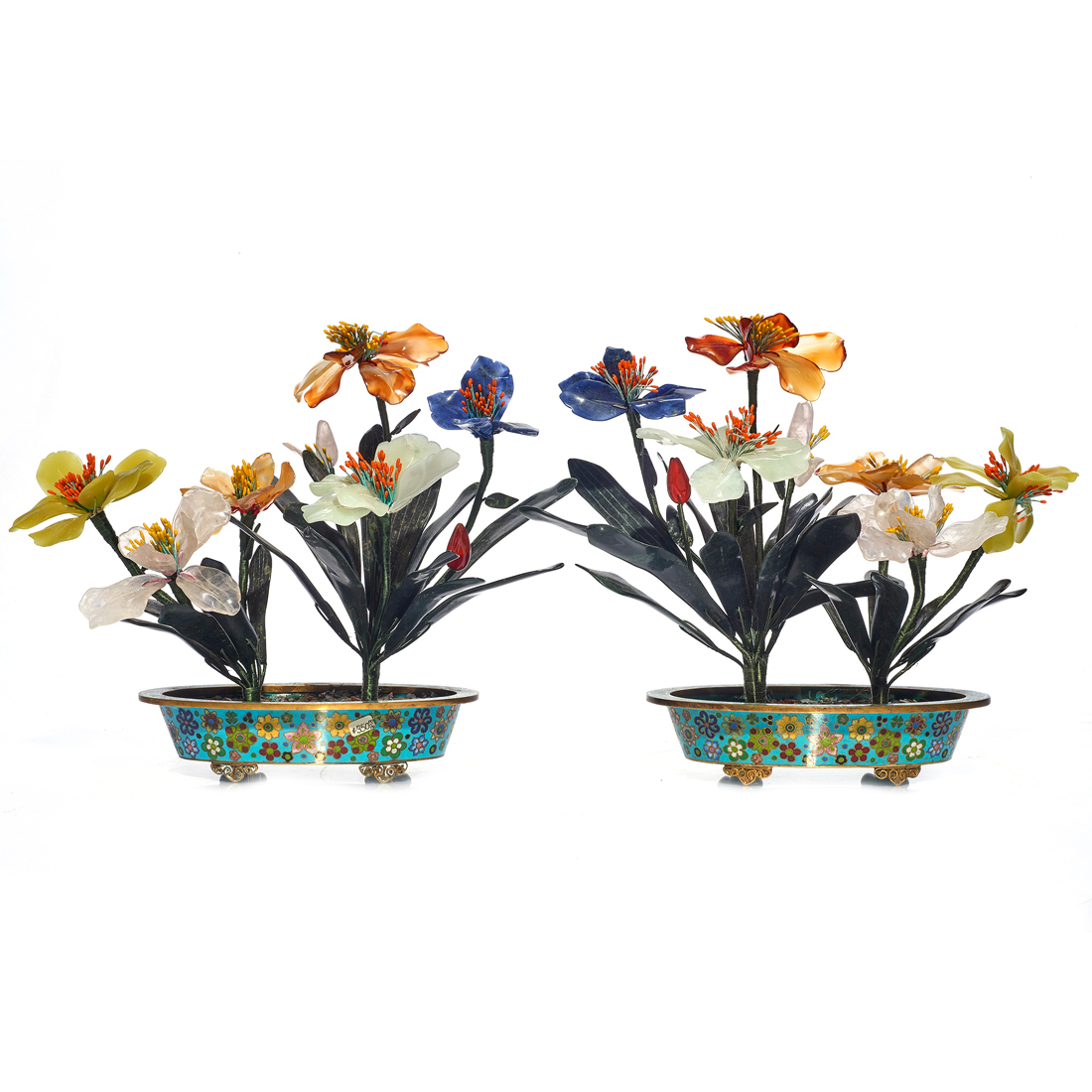 (LOT OF 2) CHINESE HARDSTONE FLOWER