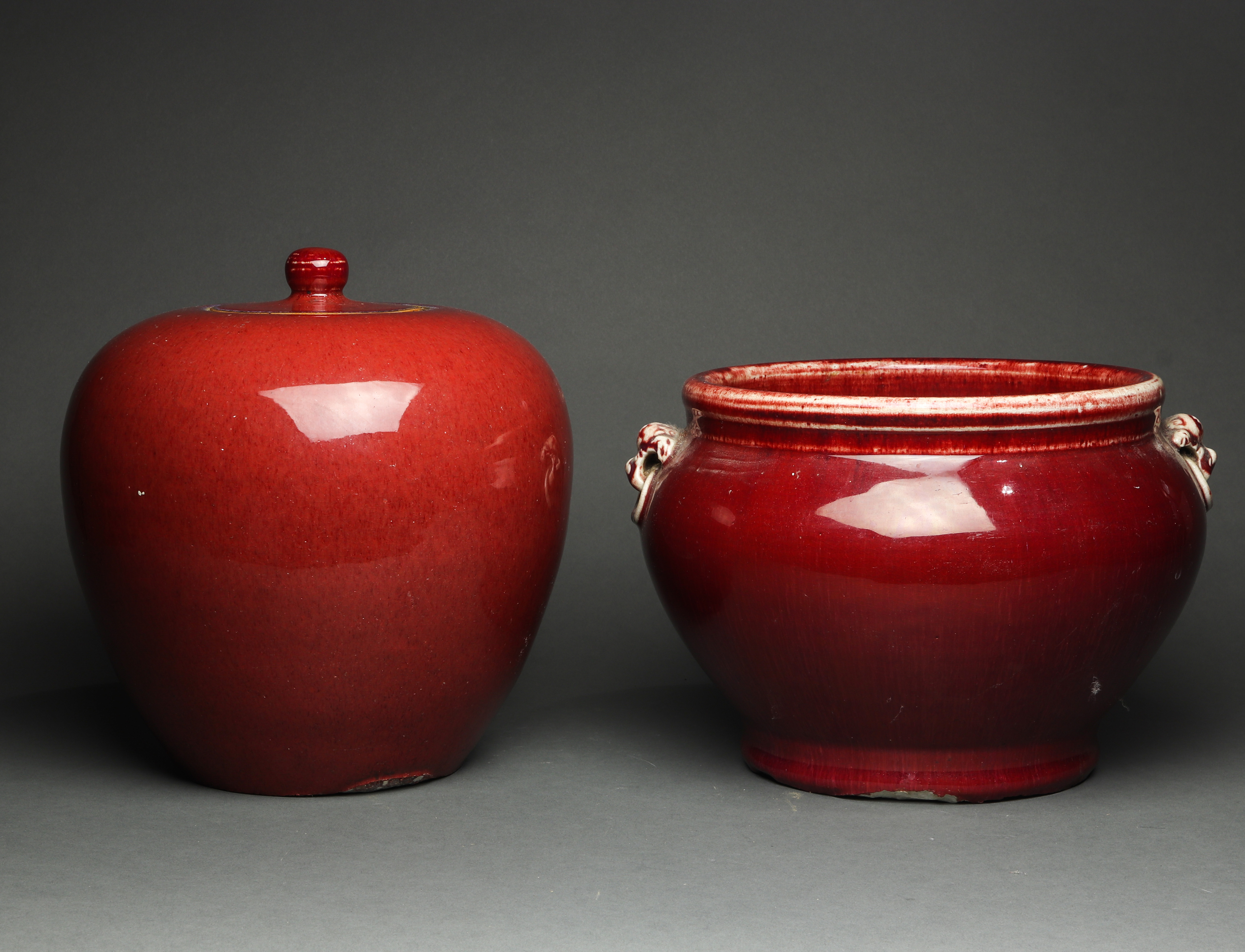 (LOT OF 2) CHINESE OXBLOOD GLAZED