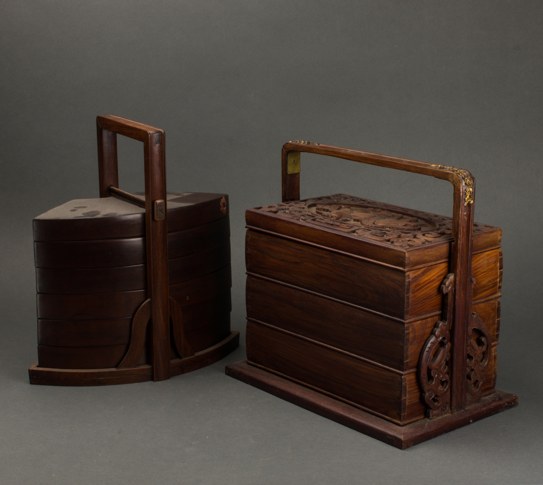 (LOT OF 2) CHINESE WOOD STACKING