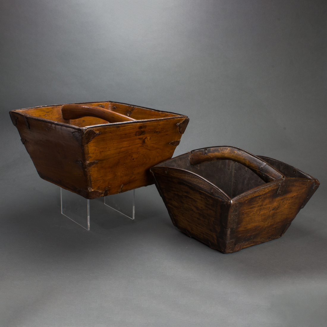 (LOT OF 2) CHINESE WOODEN BUCKETS