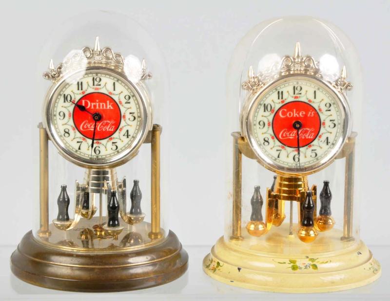 Lot of 2: Coca-Cola Dome Clocks. 