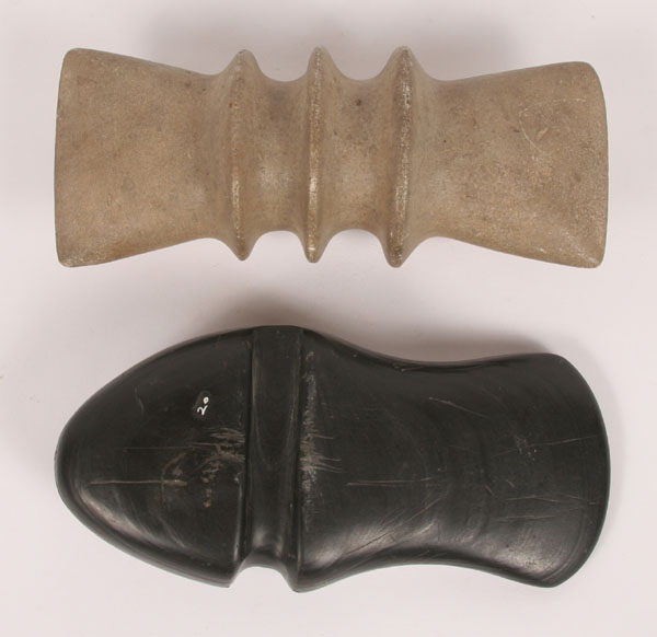 Lot of 2 contemporary grooved axes.