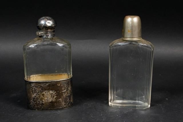 LOT OF 2 GLASS AND METAL HIP