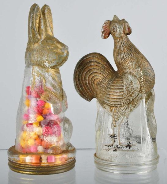 Lot of 2: Glass Rabbit & Rooster