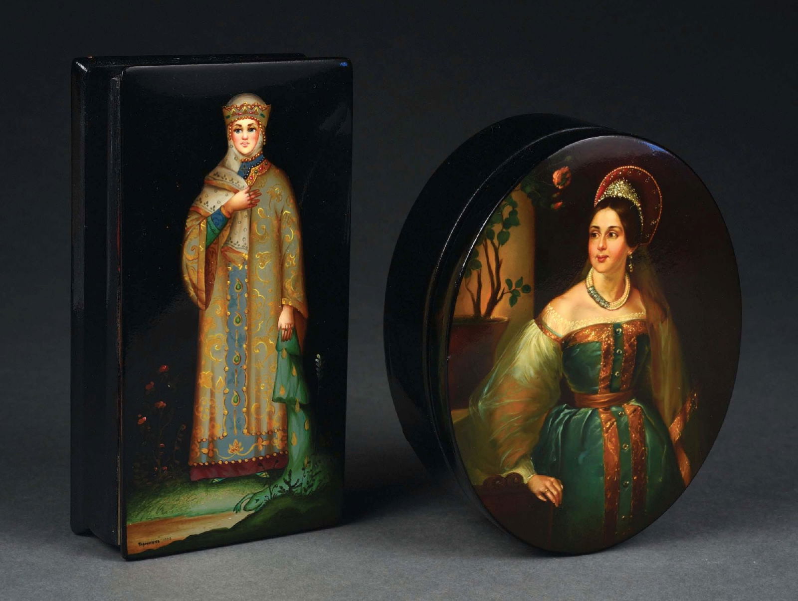 LOT OF 2: HAND-PAINTED RUSSIAN