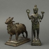 (LOT OF 2) INDIAN BRONZE FIGRU