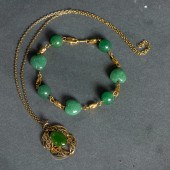 (LOT OF 2) JADE AND GOLD JEWEL