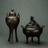 (LOT OF 2) JAPANESE PATINATED