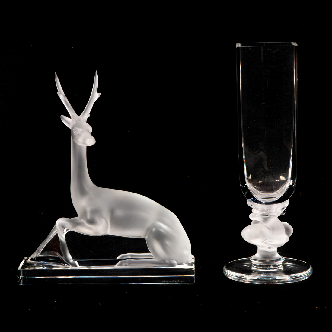 (LOT OF 2) LALIQUE FROSTED AND