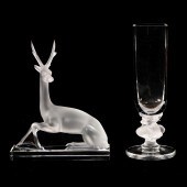 (LOT OF 2) LALIQUE FROSTED AND