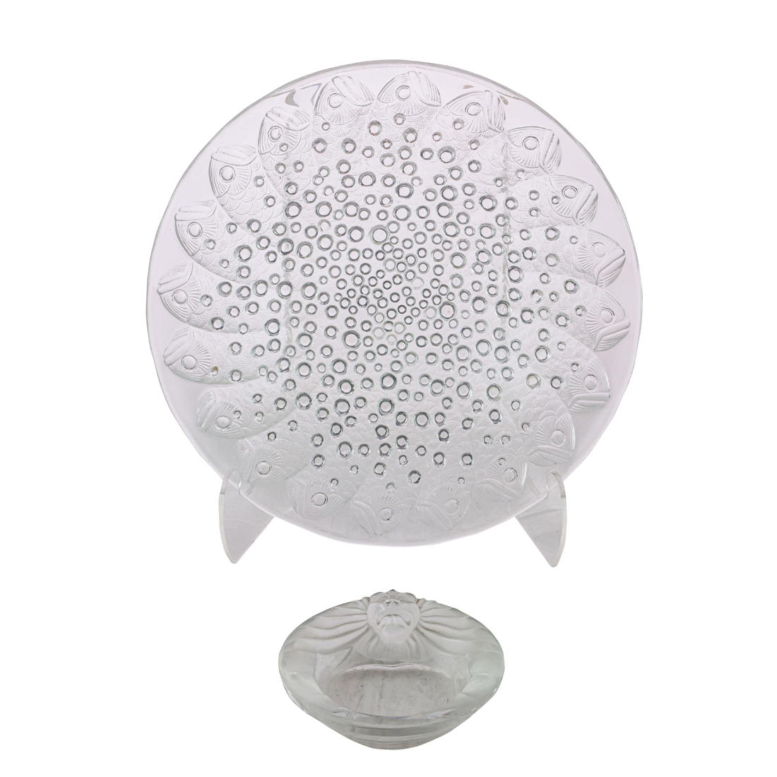 (LOT OF 2) LALIQUE GLASS ROSCOFF