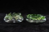 (LOT OF 2) LALIQUE GREEN AND C