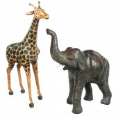 (LOT OF 2) LEATHER MODEL OF AN