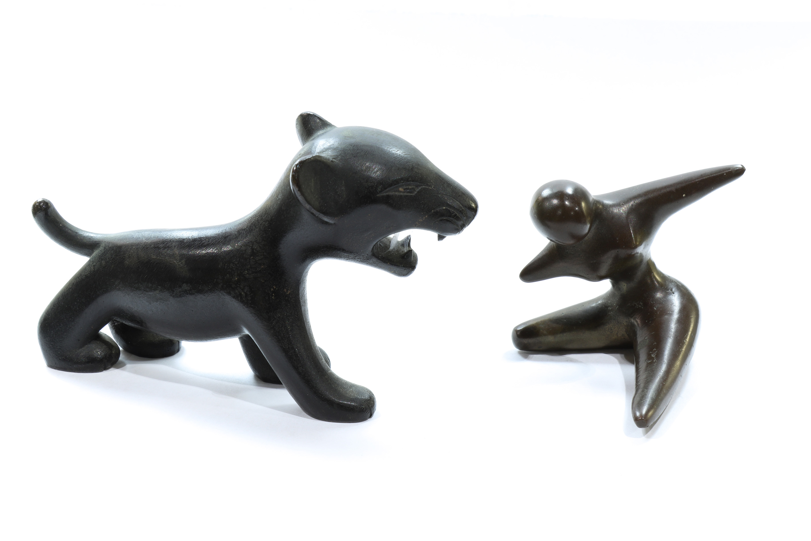 (LOT OF 2) MODERN BRONZE FIGURES,