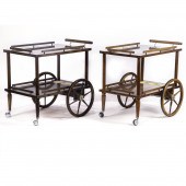(LOT OF 2) MODERN TEAK BAR CAR