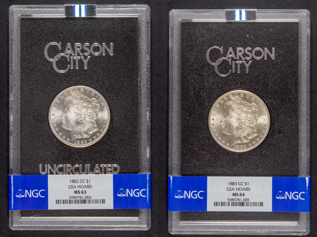 (LOT OF 2) MORGAN SILVER DOLLARS,