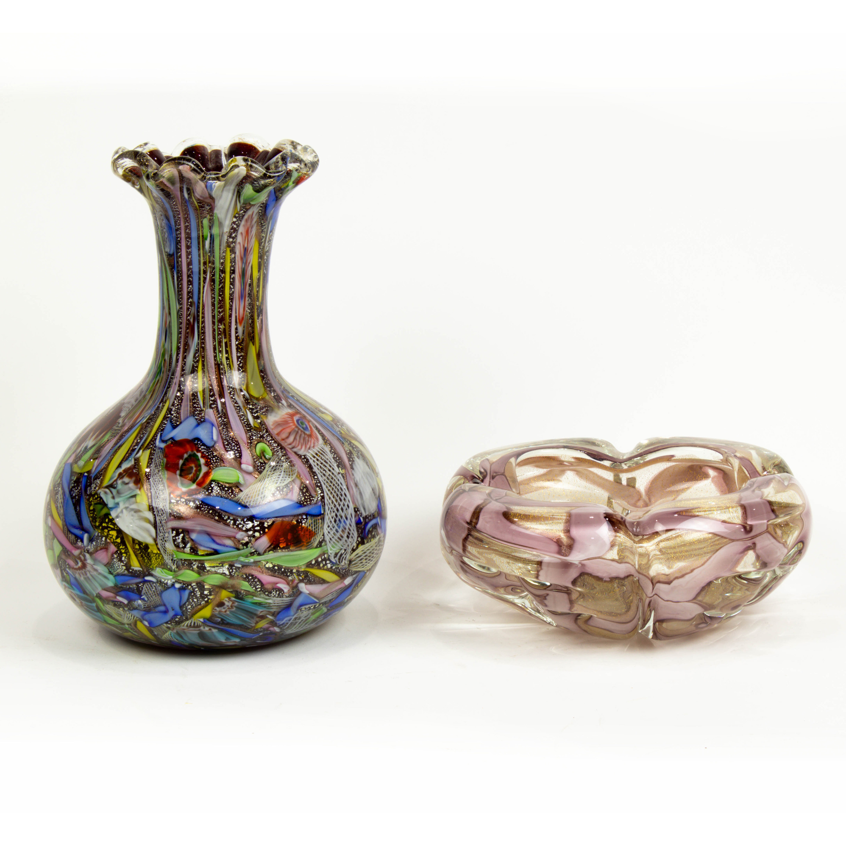(LOT OF 2) MURANO GLASS LATTICINO