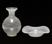 Lot of 2 Murano mezza filigran
