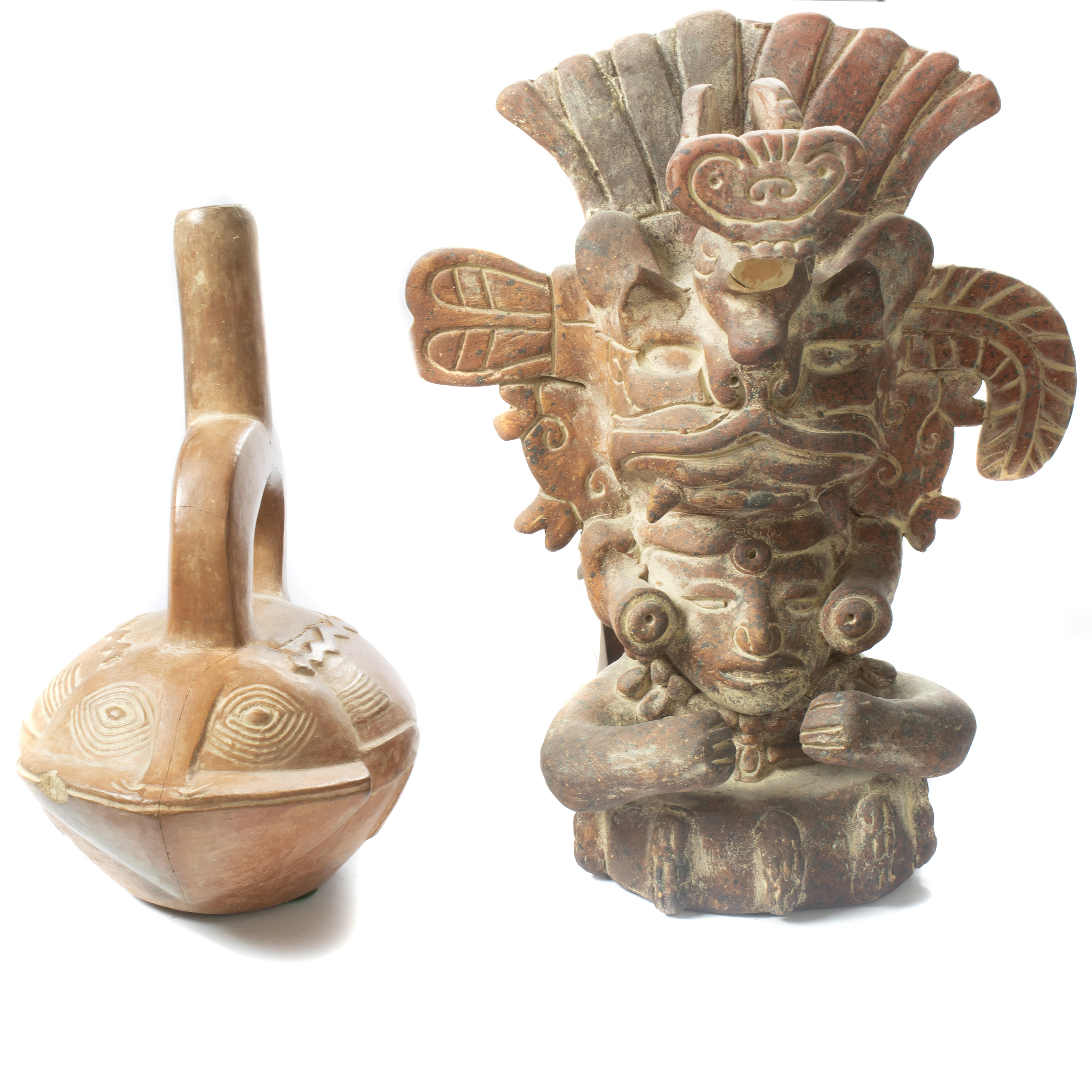 (LOT OF 2) PRE-COLUMBIAN RED CLAY