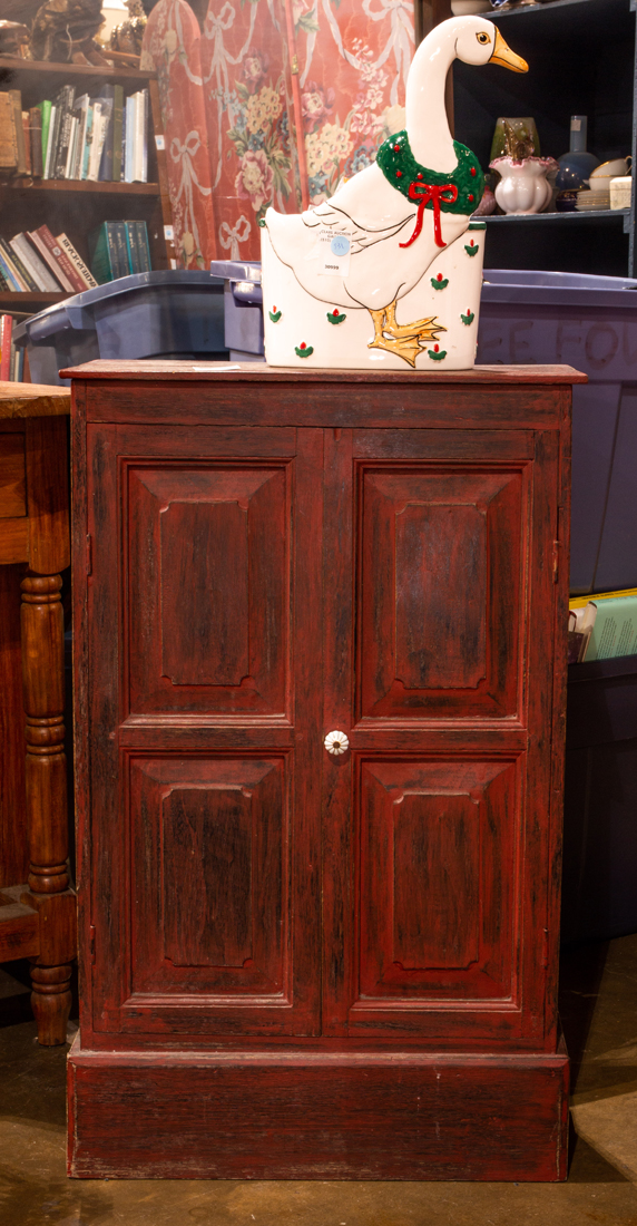 (LOT OF 2) RED PRIMITIVE CABINET