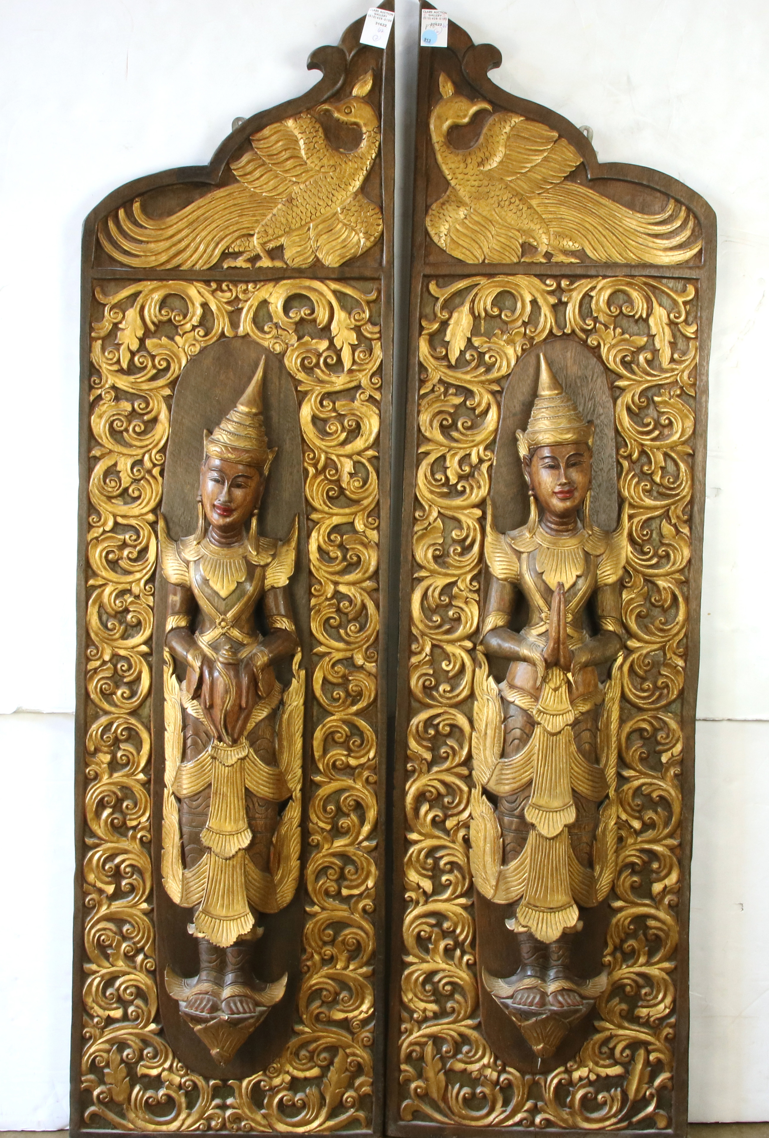 (LOT OF 2) THAI GILT WOOD FIGURAL