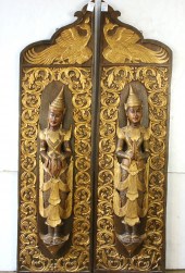 (LOT OF 2) THAI GILT WOOD FIGU