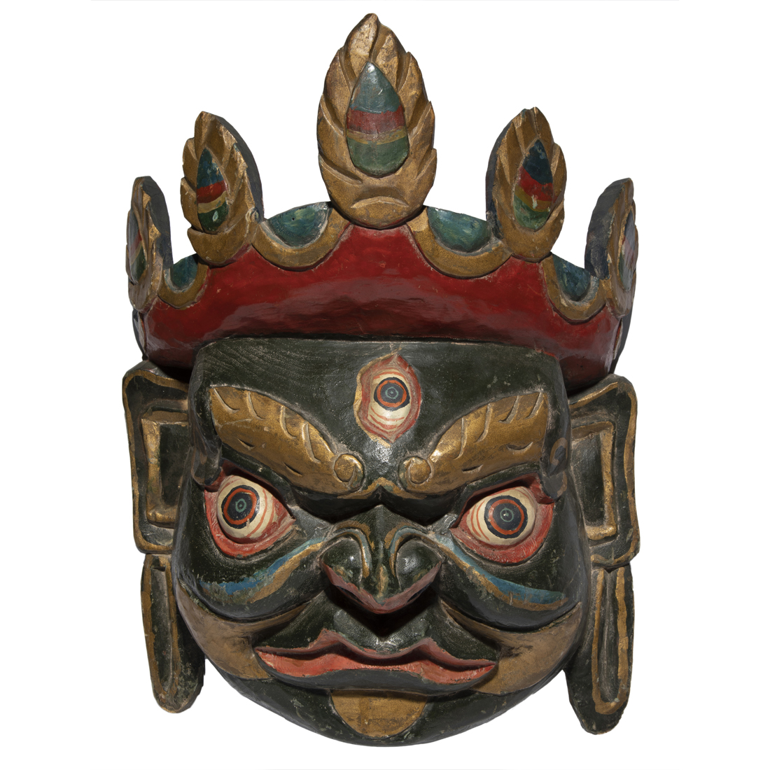 (LOT OF 2) TIBETAN POLYCHROMED WOOD