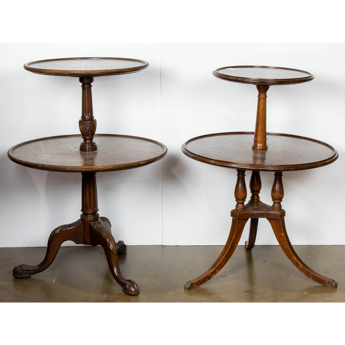 (LOT OF 2) TIERED MAHOGANY