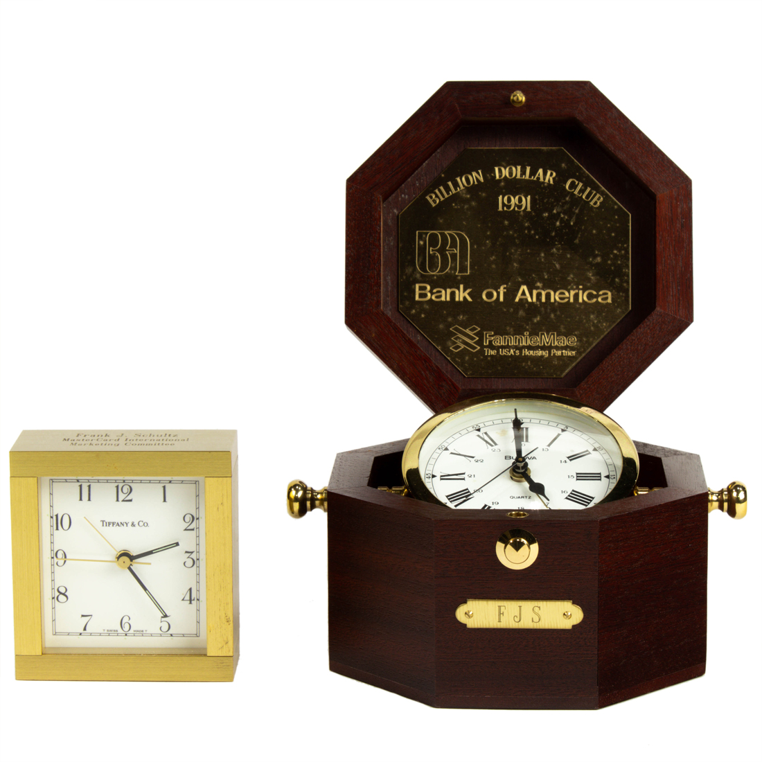 (LOT OF 2) TIFFANY DESK CLOCK AND A