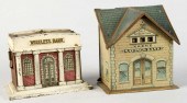 Lot of 2: Tin Building Banks.